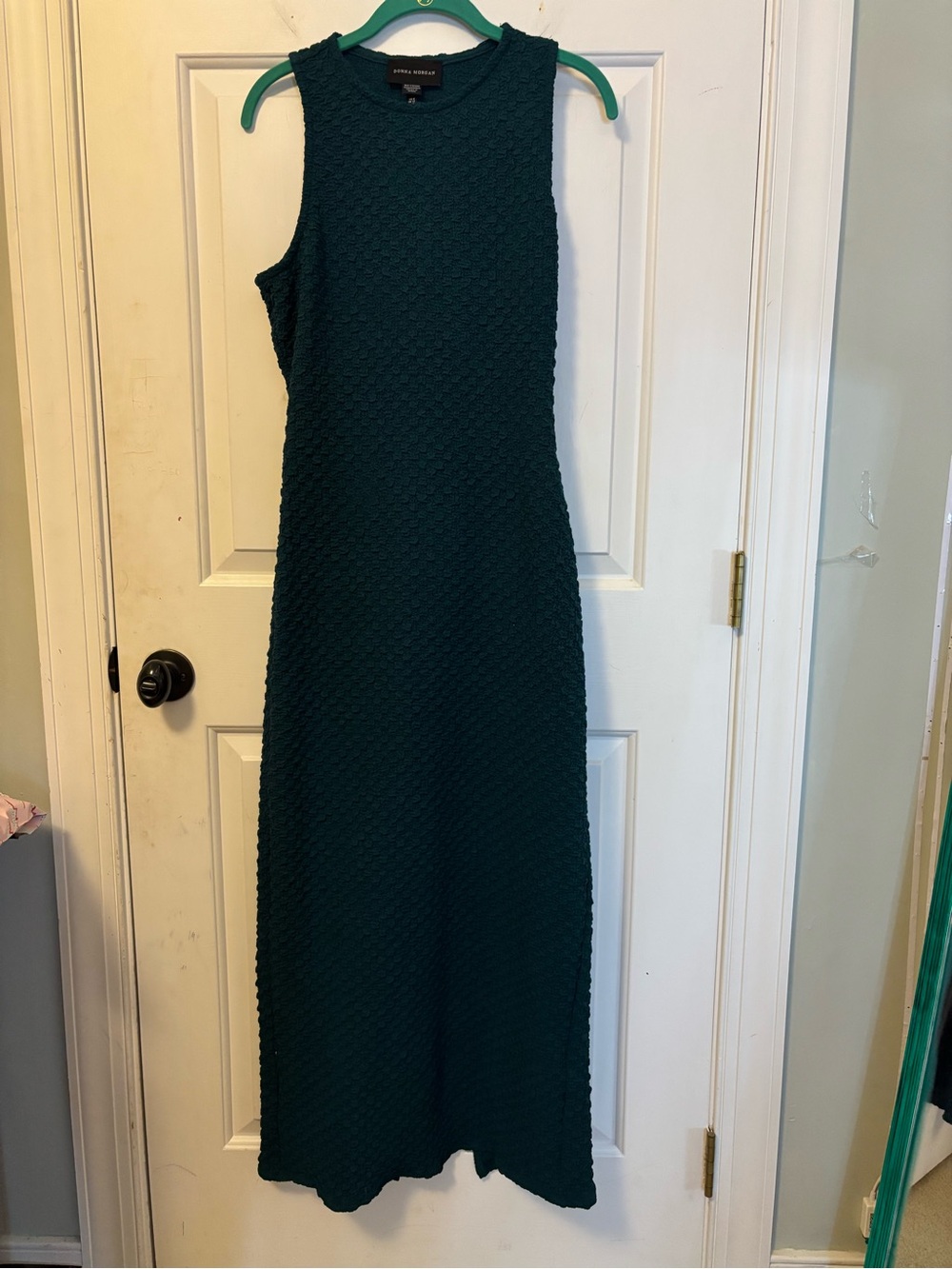 Donna Morgan Teal Sleeveless Textured Body con Maxi Dress